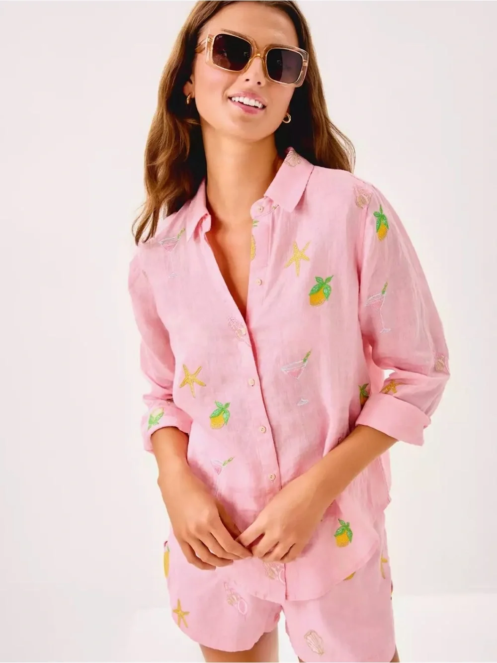 LILLY PULITZER Sea View Linen Button Down Top - Picture 4 of 12